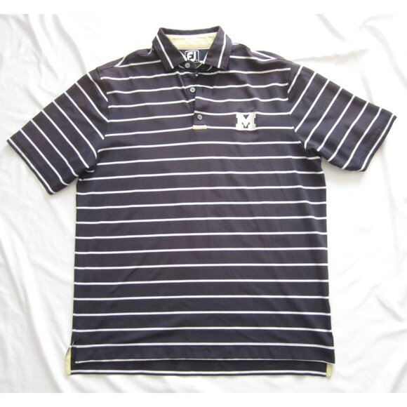 Men Foot Joy FJ Univ of Michigan Stripe Athletic Long Sleeve Shirt Sz L (MT657) - Picture 1 of 8